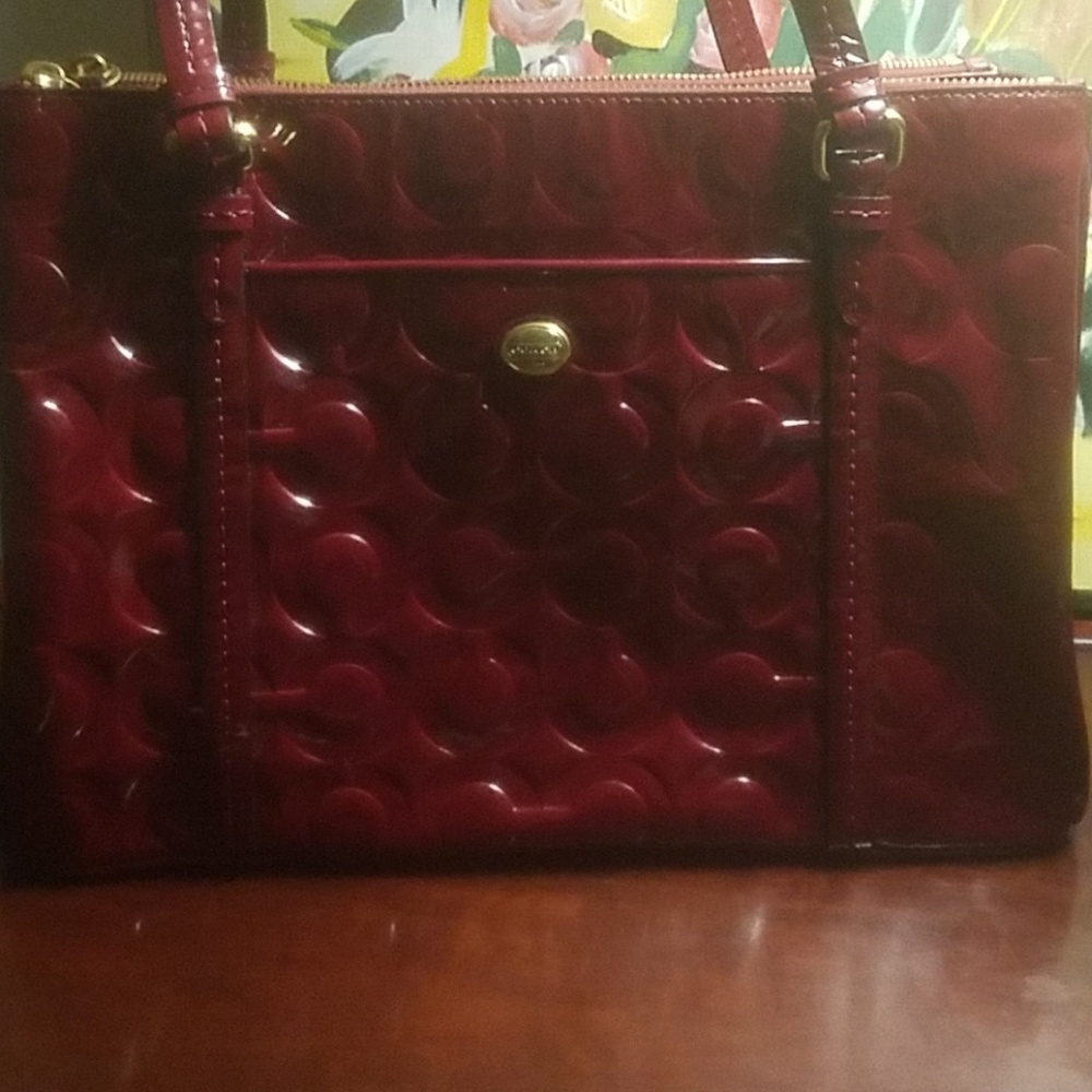 Coach red patent leather satchel